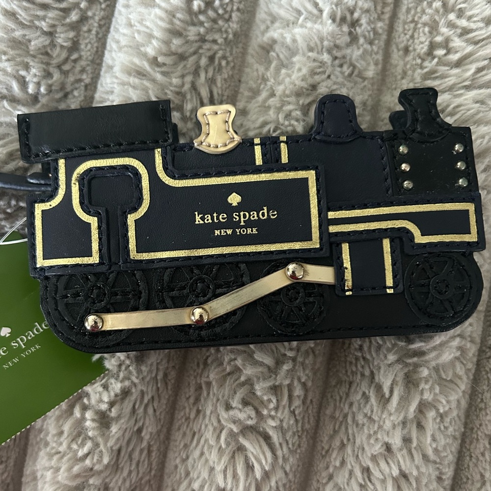 Kate Spade New York Novelty Train Coin Purse Zip Pouch NWT Black Gold - Picture 6 of 6